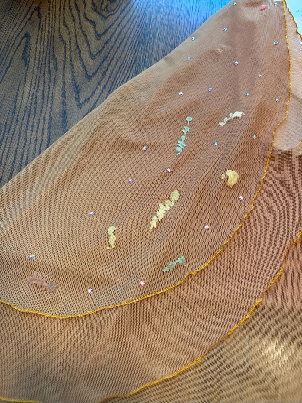 Capezio Cream and Brown/Gold Kids Dance Leotard with Skirt
